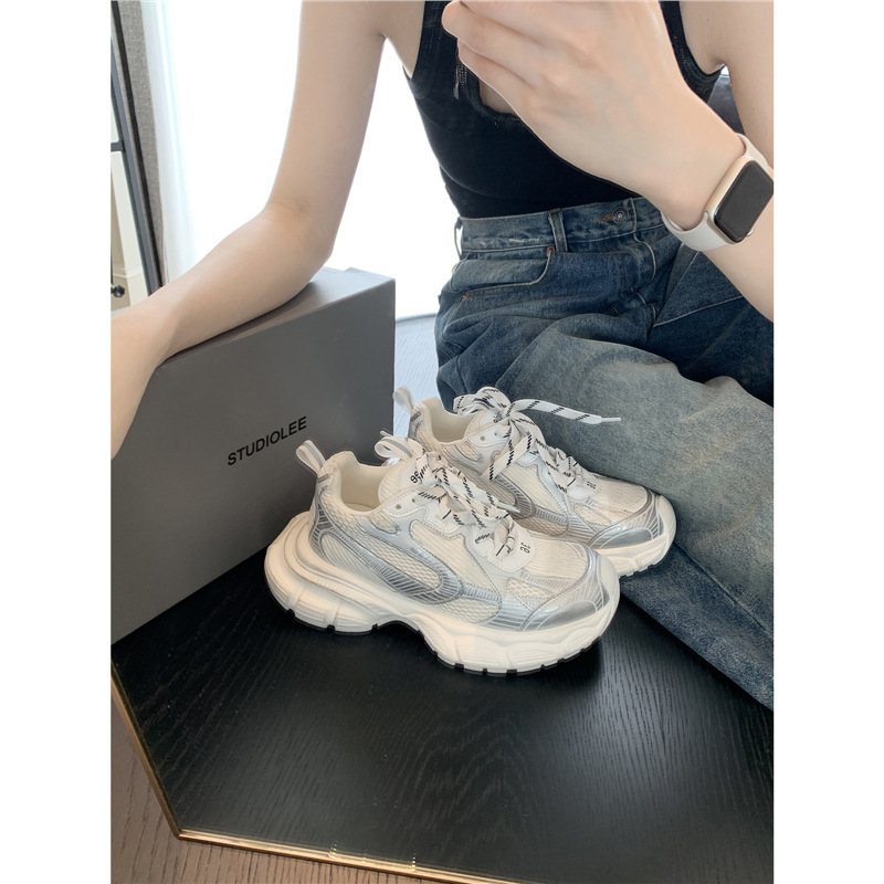 葡萄妈studiolee内增高5.5cm~复古厚底做脏半拖运动老爹鞋潮女款|undefined