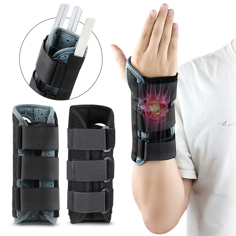 Усиленная полоса из алюминиевого сплава обеспечивает фиксацию сустава запястья, защитный рукав запястья, фиксированную шину, регулируемую волшебную пряжку.