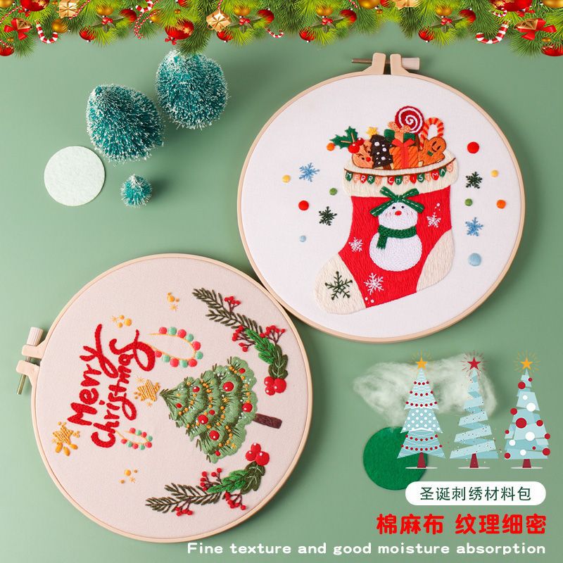 DIY bordado hecho a mano material paquete 2023 Navidad NUEVO ORIGINAL Feliz Navidad regalo Santa muñeco de nieve