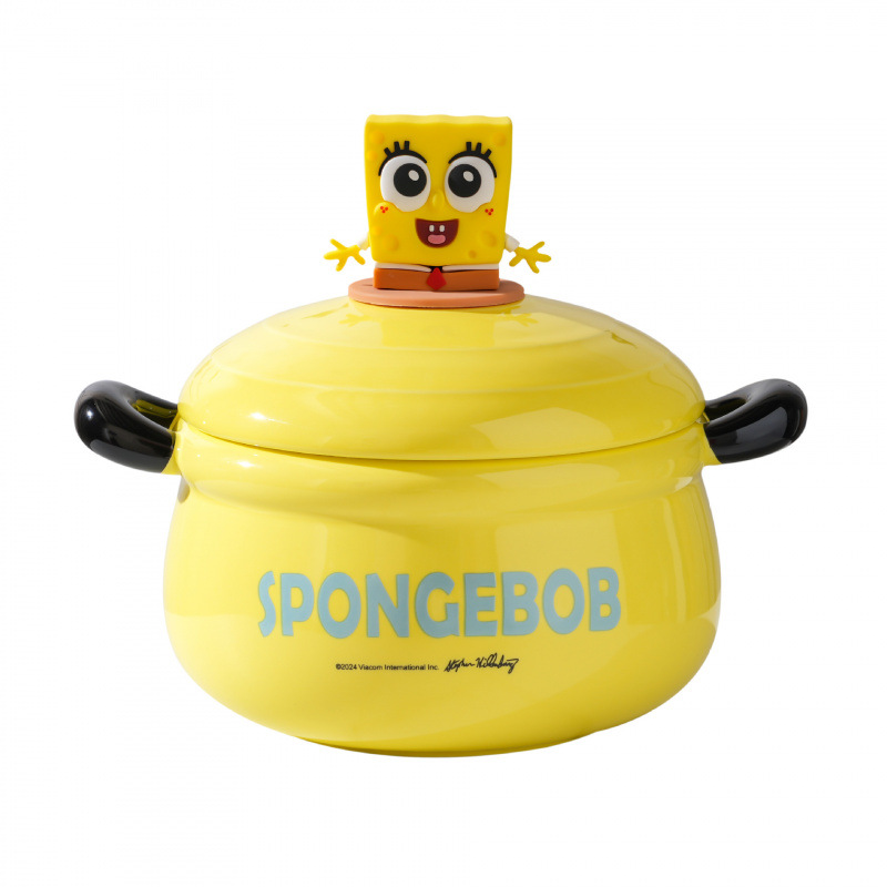Bob Esponja bols de cerámica bols de espuma de dibujos animados de gran capacidad doble orejas muñeca cubierta cangrejo jefe bols de cerámica