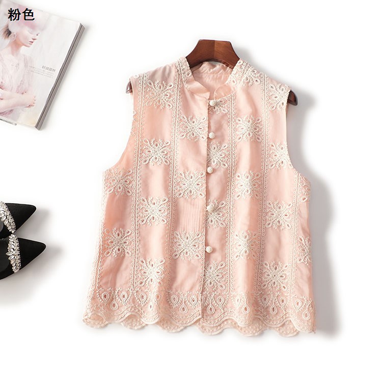 411400 Summer Silk Tencel Vest Women's Mid-Length Sleeveless Stand Collar Shenzhen Mingwei Wholesale