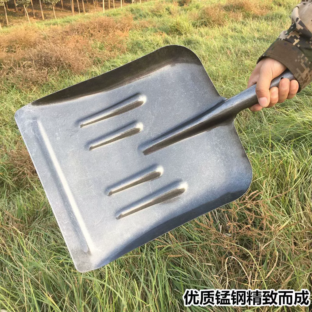 粮食铲养殖场铲粪大方锹铲雪平头高锰钢锹加厚俄式大方锹多功能锹