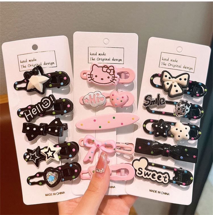 2024 nueva tarjeta de cabello dopamina clip de cabello para niños adorable punto de onda frente clip de cabello pequeño clip de borde de frangeo