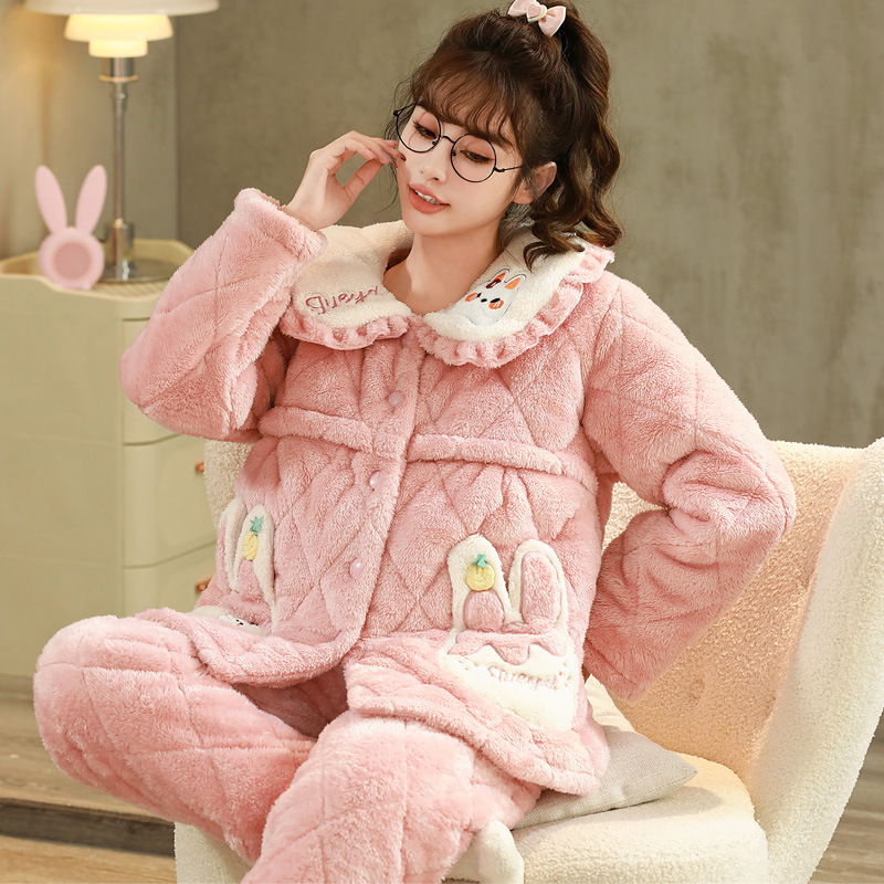 December Winter Breastfeeding Warm Thickened Three-Layer Cotton Crystal Velvet Cute Thick Pregnant Women's Cotton Moon Suit