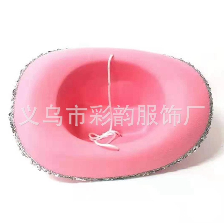 Fábrica directa de fieltro sombrero de vaqueros rosado de sequillas corona sombrero de vaqueros de peluche corona sombrero Lincoln