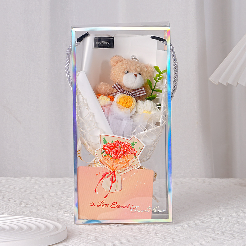 노란색~미니실장미+꼬마곰+입체카드