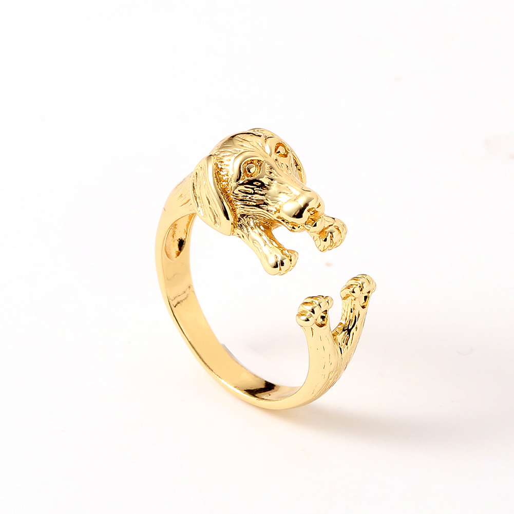 Damenschmuck Kupfer vergoldet kreativen Hundeschwanz Ring Grohandelpicture1
