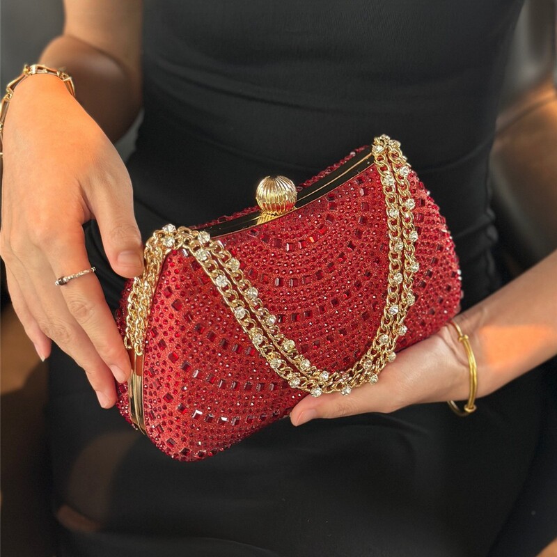 New Cross-Border Foreign Trade Full Diamond-Studded Bridal Handbag, Dress Bag, Evening Bag, Banquet Bag, Wedding Bag for Mother, Women's Wedding Bag
