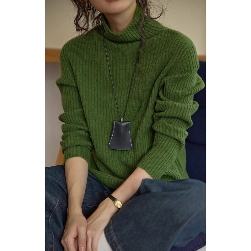 Soljghter Wool Turtleneck Vertical Pit Strip Bottoming Sweater for Women Autumn and Winter 2025 New Inner Knitted Top