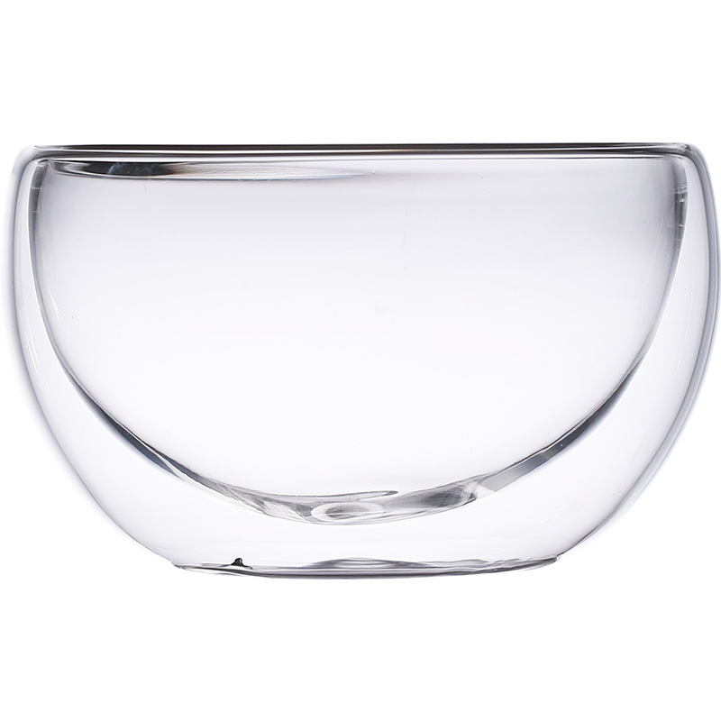 Hogar creativo transparente de doble capa tazón de vidrio tazón de ensalada de frutas yogur helado tazón postre tazón de arroz