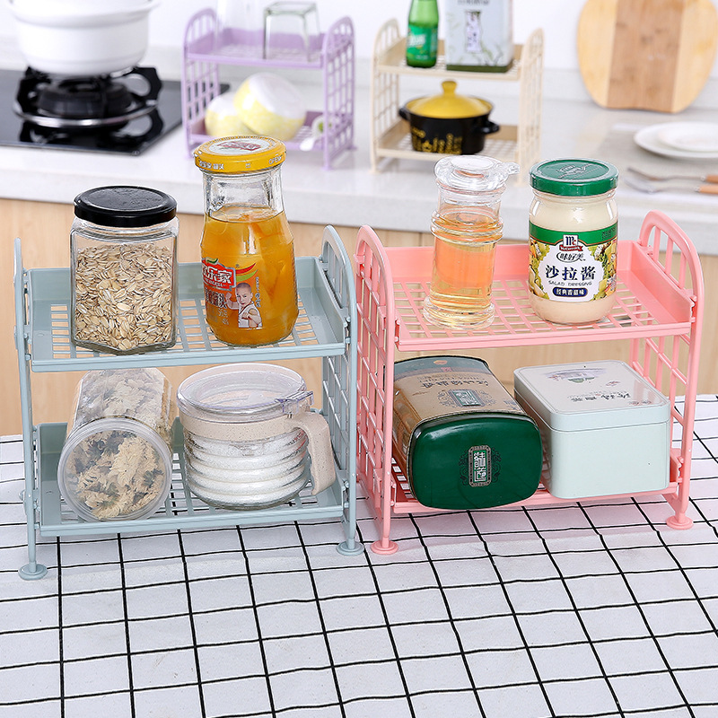 Cosméticos creativos de la joyería de doble capa plegable rack de almacenamiento simple escritorio del hogar Baño de almacenamiento rack de almacenamiento