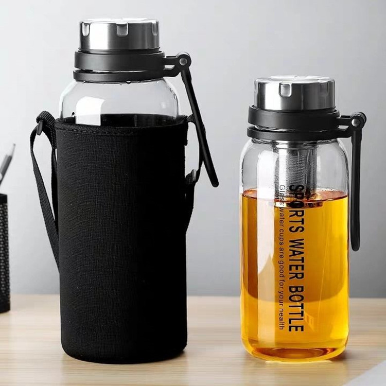 Gran capacidad de una sola capa de vidrio de separación de té al aire libre taza de agua deportiva resistente a altas temperaturas portátil taza de té al por mayor