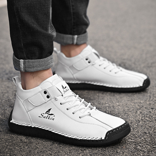 Autumn/Winter New Arrival Plus Size Short Boots Men's Hand-Stitched Leather Shoes Foreign Trade Leisure Cross-border Martin Boots Men's Lazy Shoes