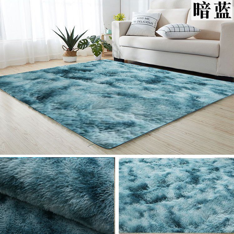 Alfombra teñida de seda de felpa de pelo largo transfronterizo, alfombra de piso, sala de estar, dormitorio, manta de cama resistente a la suciedad y fácil de cuidar