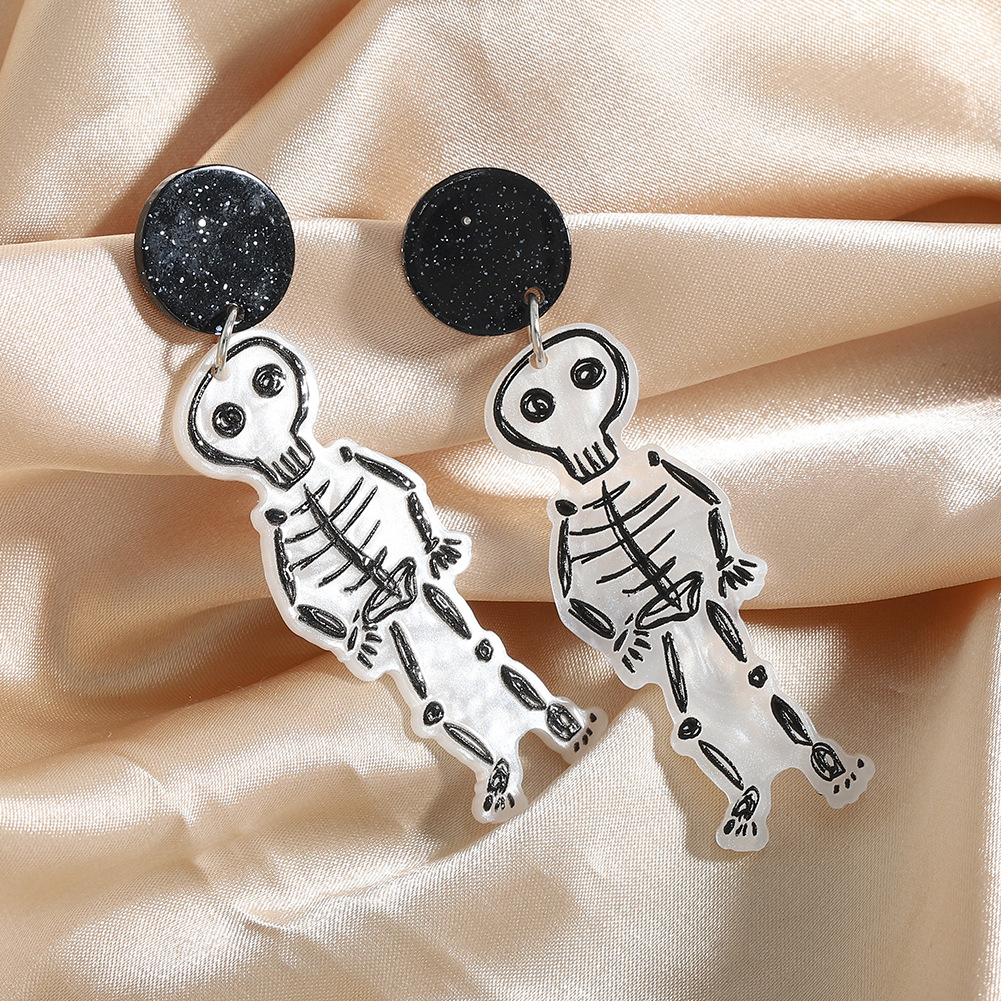 Halloween Acrylic Graffiti Skull Ghost Head Earrings Wholesale Jewelry Nihaojewelry display picture 4