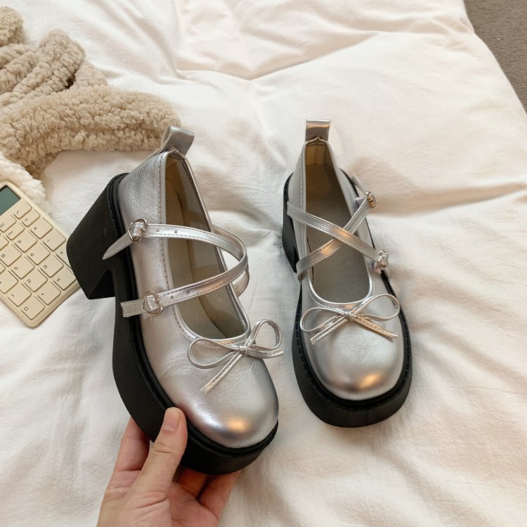 French-Style Mary Jane Shoes for Women, Summer 2026 New Model, Shallow Mouth, Chunky Heel, Bowknot, Suitable for Skirts, Japanese Jk Style Small Leather Shoes French-Style Mary Jane Shoes for Women, Summer 2026 New Model, Shallow Mouth, Chunky Heel, Bowknot, Suitable for Skirts, Japanese Jk Style Small Leather Shoes