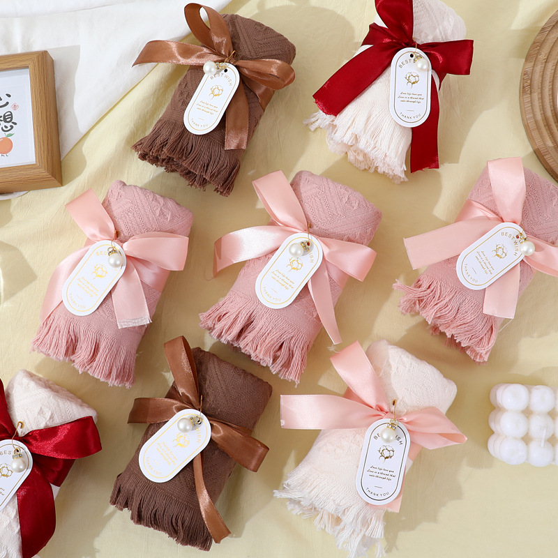 Towel Cotton Turkey Tassel Towel Shaped Wedding Gift Shop Hand Gift Towel Embroidered logo Customization