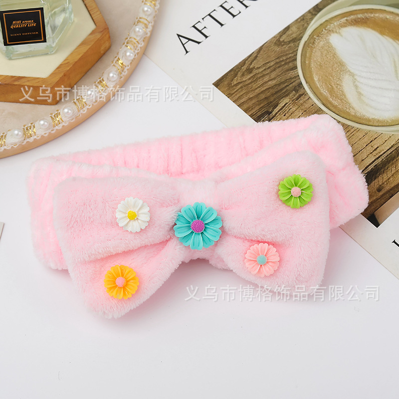 Nueva diadema de ala ancha mujer dibujos animados tridimensional pequeña flor arco cara lavado maquillaje deportes pelo banda maquillaje accesorios para el pelo