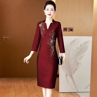 高端新品平时可穿妈妈结婚宴会礼服气质优雅修身嫁女儿喜婆婆旗袍
