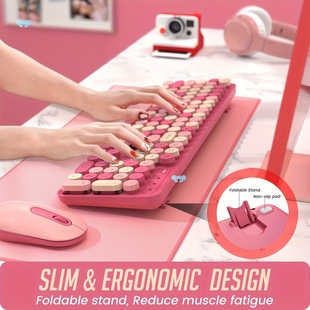 Rose Pink Wires Keyboard and Mouse Combo Full Sized Cross Border
