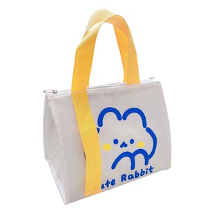 Outdoor portable student white collar waterproof Oxford cloth cute cartoon picnic bag lunch bag insulation bag cartoon