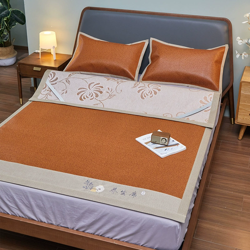 Новый летний коврик оптом вышитый древний коврик из ротанга домашний 1,5 м 1,8 м складной трехкомпонентный двусторонний коврик из ледяного шелка