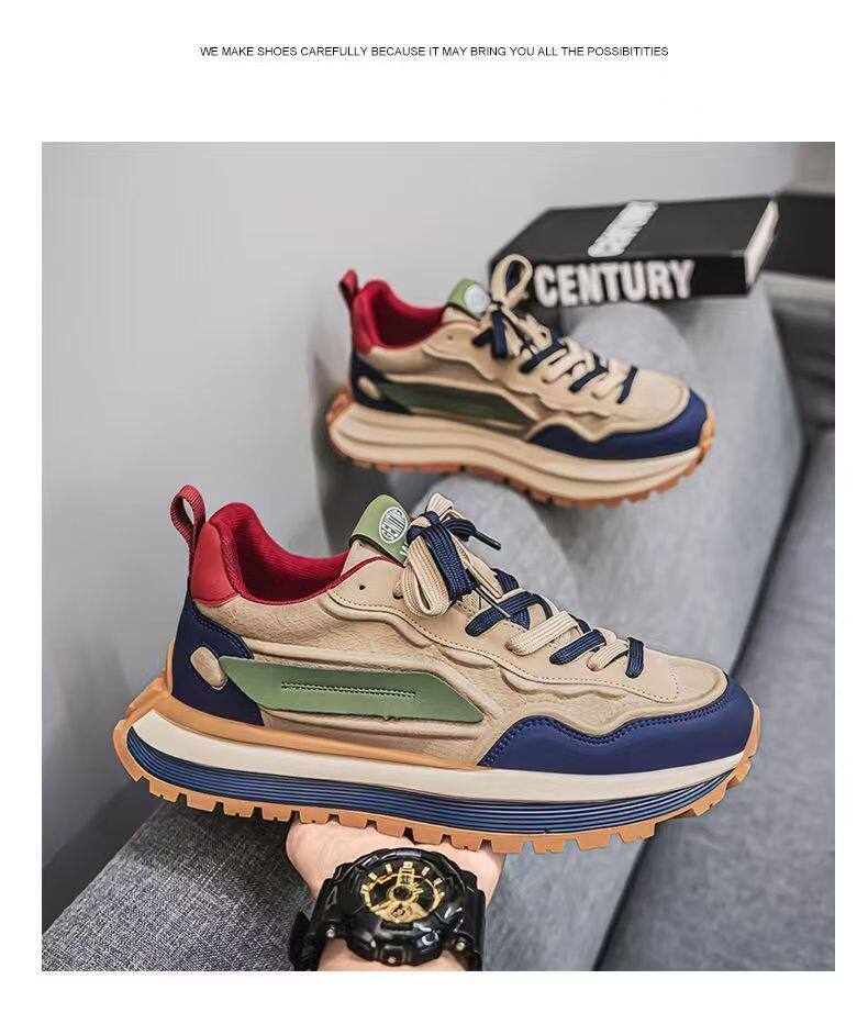Giày thể thao nam đế dày tăng chiều cao, sneaker phối màu trơn, gót thấp 1–3 cm — C965 Kaki, C965 màu đen, C965 trắng chi tiết 17