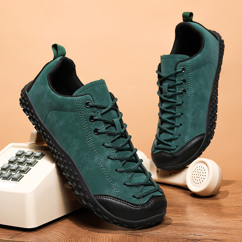 Giày thể thao nam cỡ lớn mũi rộng, giày sneaker lưới thoáng khí đi bộ đường dài, đế bằng — Hồng phấn, Màu be, Xanh lá cây, màu đen