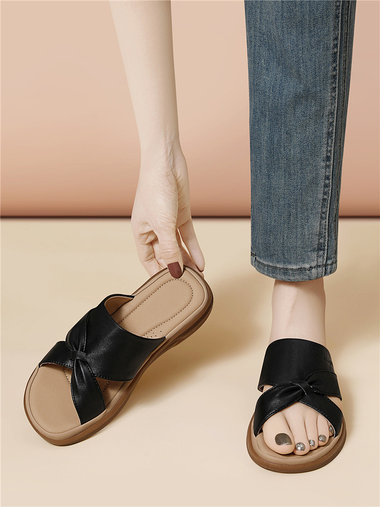 Dép sandal nữ đế dày xỏ ngón tiện lợi phong cách đơn giản cao cấp 2026 — 6054 Màu be, 6054 Da đen chi tiết 14