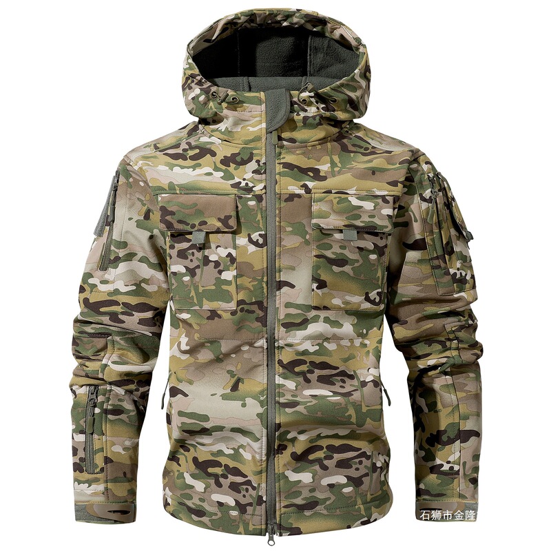 Cross-Border Soft Shell Jacket Tops Men's Jackets Workwear Loose Functional Jackets Jackets Men's Camouflage Hooded