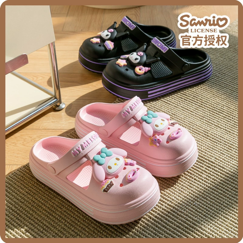 Hello Kitty, летняя пляжная обувь на платформе, детская горка, тапочки, сумка для обуви, семейный стиль