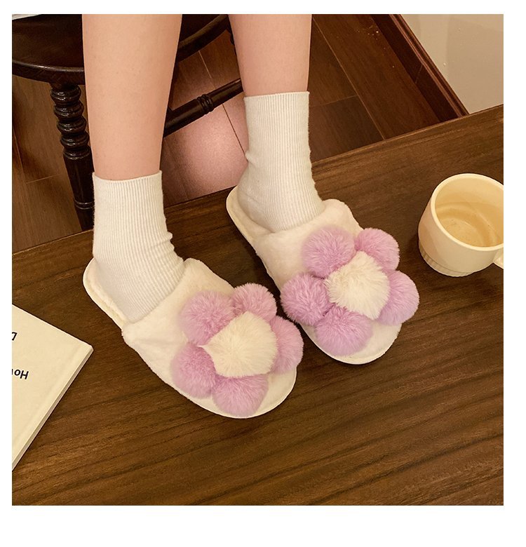 Flower Home Plush Cotton Slippers NSDFX81870