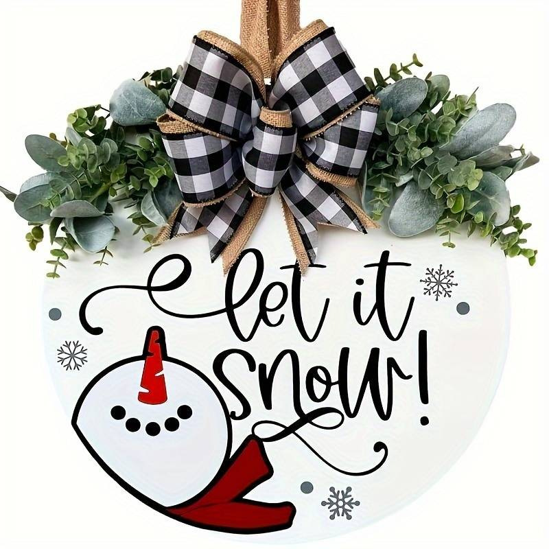 Novo produto, deixe nevar. Artesanato em madeira, porta pendurada, decoração de casa_voghion.com