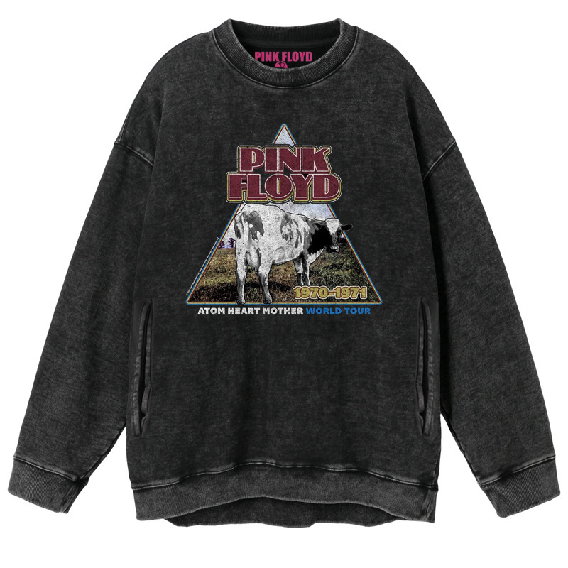 New Pink Floyd Pink Floyd band rock distressed washed vintage waxed round neck sweater