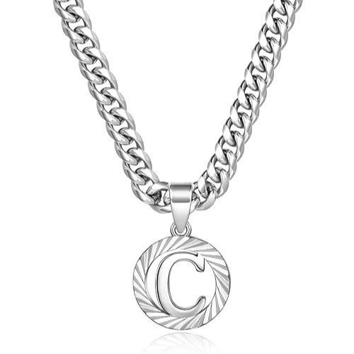Collier cubain en or blanc, style européen et américain, 26 lettres, style clavicule, inaltérable. Bijou inaltérable._voghion.com