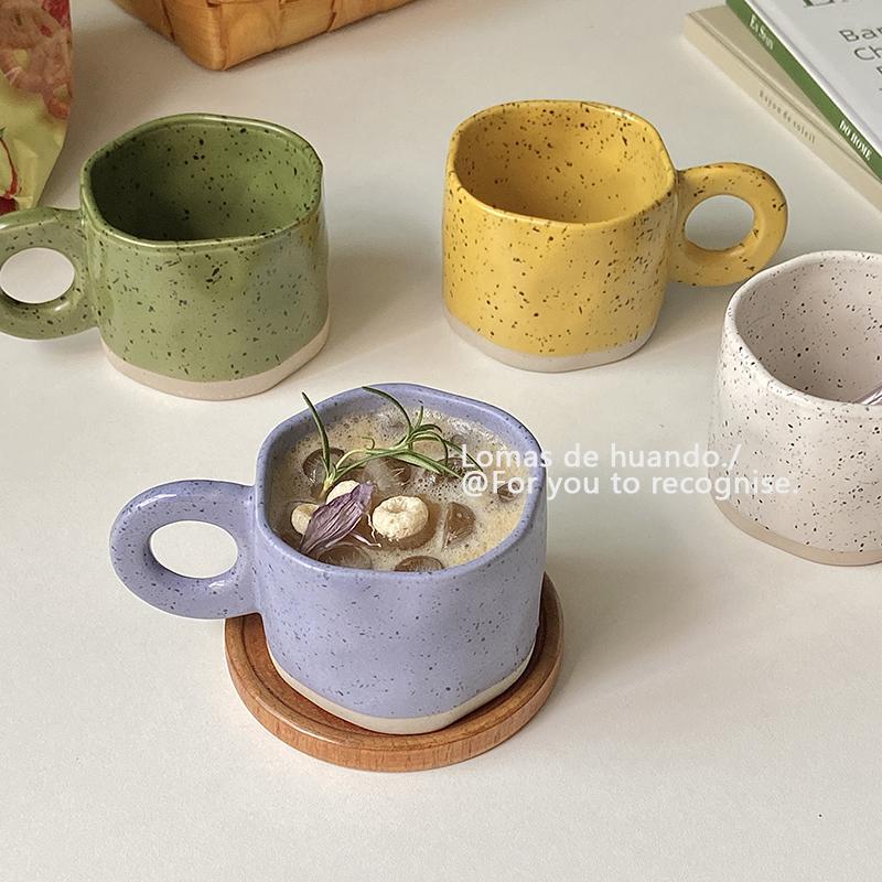 Chic retro breakfast cups, milk cups, oat coffee cups, hand-potted irregular ceramic cups, niche Nordic style