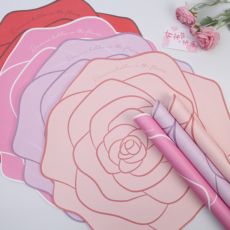 Papel de regalo de vacaciones camellia paquete tridimensional de papel de embalaje de flores especiales de papel de embalaje florista lotes de regalos