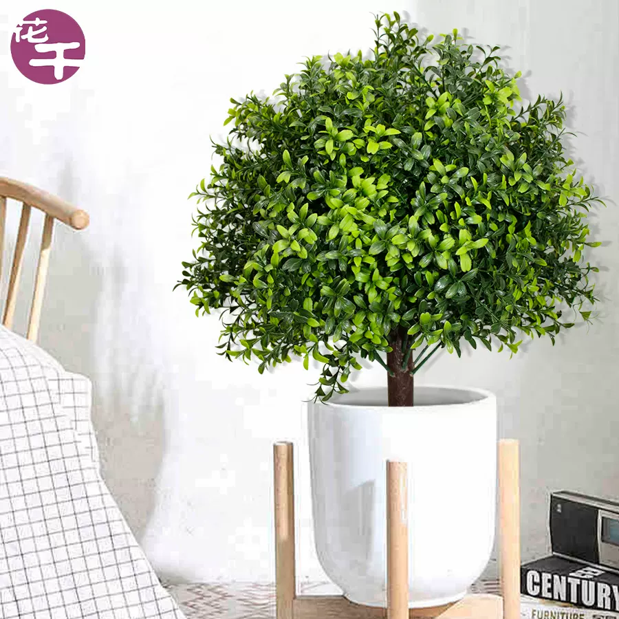 跨境新款亚马逊春夏季爆款仿真绿植黄杨木地插树别墅庭院花园装饰
