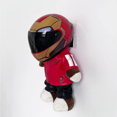 travel trunk decoration rally: Motosiklet dəbilqələri - height-28cm-red-bearm-iron-man-upgraded-internal-buckle