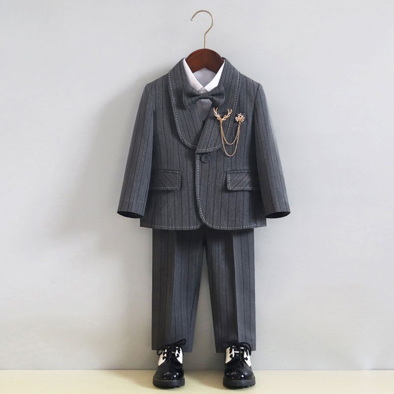 儿童西装秋冬季西服套装男童周岁花童婚礼服主持人钢琴演出服加厚