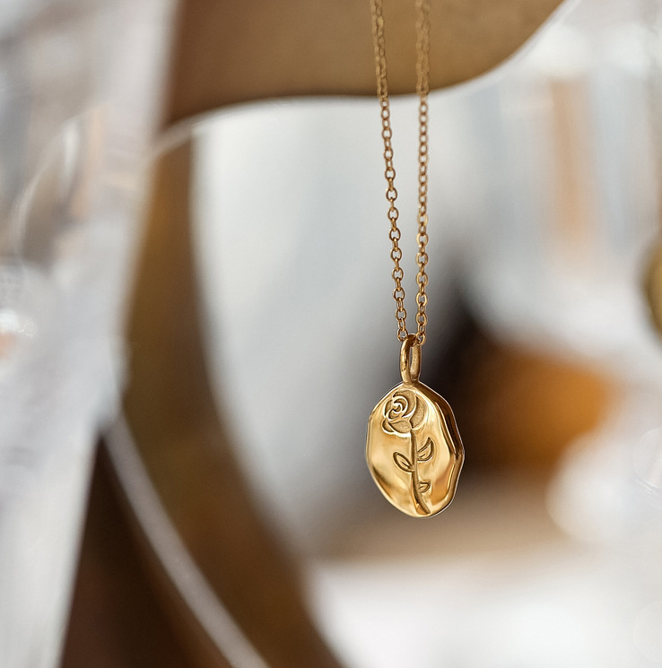 Herz Titan Stahl Eingelegte Schale Eingelegtes Gold Halskette display picture 7