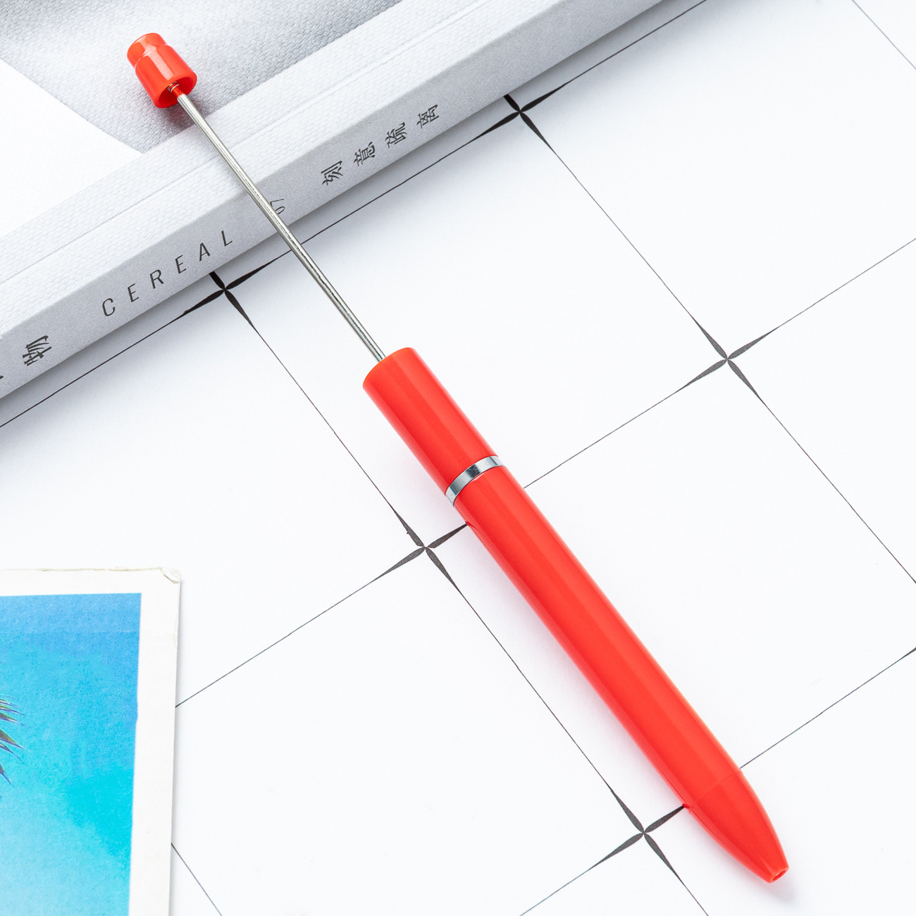 Inventario al por mayor creativo diy bolígrafo de cuentas largos bolígrafo de cuentas de impresión personalizado bolígrafo de cuentas de mano