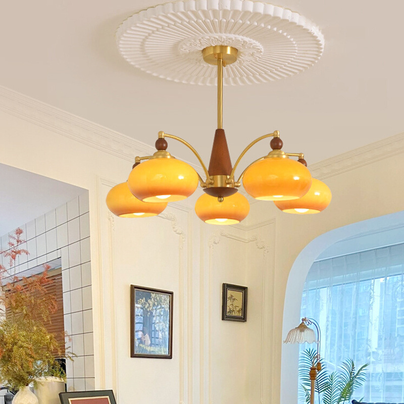 美式复古护眼柿子客厅吊灯包豪斯奶油风餐厅中古vintage卧室吊灯