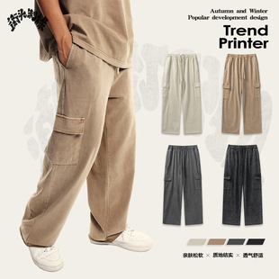 2025 Spring and Summer Trendy Brand Trousers Youth Thin Multi-Pocket Straight Pants High Street Workwear Loose Casual Pants for Men