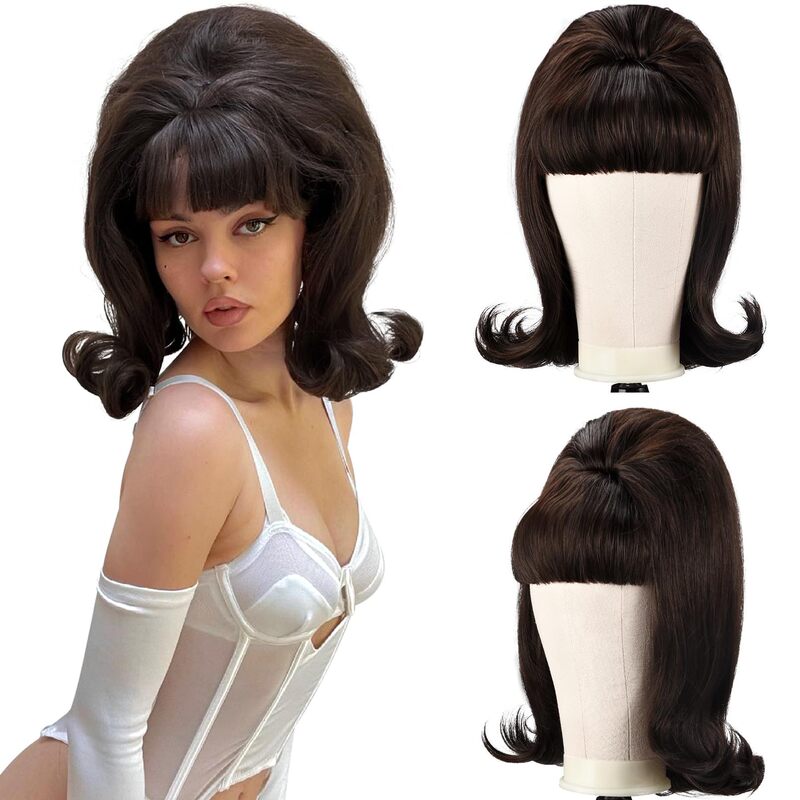 Cross-Border European and American Women's Retro Wigs, 50S-70S Retro Bangs Halloween Wigs, Synthetic Fiber Hairpieces Manufacturer Cross-Border European and American Women's Retro Wigs, 50S-70S Retro Bangs Halloween Wigs, Synthetic Fiber Hairpieces Manufacturer