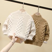 儿童毛衣秋冬新品保暖加绒加厚小童套头男女男童宝宝打底针织衫