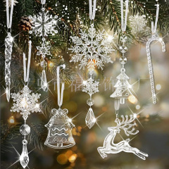20個のクリスマスツリーはアクリルの雪のトナカイの氷柱のセットのクリスマスの装飾品の壁のパーティーの飾りを掛けます。