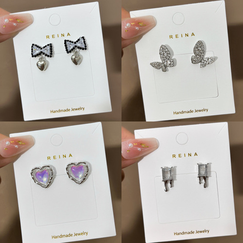 Korean version S925 fashionable earrings, temperament, versatile bow earrings, simple and high-end pearl earrings, earrings wholesale
