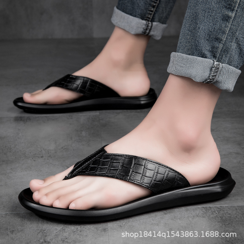 Kişi dəri flip-flop və səndəl yay ayaqqabısı