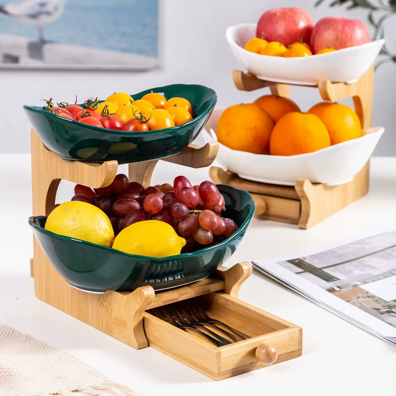 Многослойная тарелка для фруктов в европейском стиле, тарелка для сухофруктов, бамбуковая деревянная рамка, бытовая тарелка для закусок, поднос для конфет, корзина для фруктов
